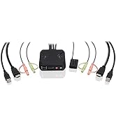 IOGEAR KVM 2-Port USB HDMI Cable KVM with Remote – 4096x2160 60Hz – Plug-n-Play - USB Hub and USB...