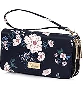 KAMO Wallet for Women Zip Around Phone Wallet Wristlet Travel Long Purse for Women Lady Girl