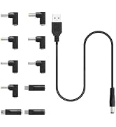 USB to DC 5V Power Cord, 5FT Universal DC 5.5x2.1mm Plug Jack Charging Cable with 10 Adapter Tips...