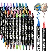 36 Colors Dual Tip Acrylic Paint Markers, Fine Tip and Dot Tip Paint Pens for Rock Painting, Acry...