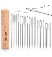 FOUSNOW 25 PCS Steel Sewing Needles, 5 Different Sizes Embroidery Large Eye Needles for Handsewin...