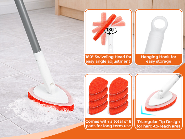 tub scrubber with long handle shower cleaner brush