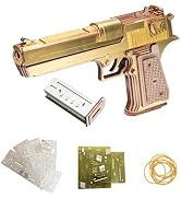 MU Wooden Puzzle for Adult Desert Eagle-Golden Armour Defender Wood Gun, AK47 Revolver Rubber Ban...