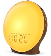 JALL Sunrise Alarm Clock White Noise Machine with 25 Nature Sleep Sounds, Fully Dimmable Clock fo...