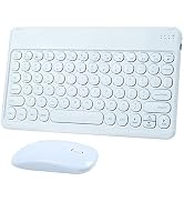 Bluetooth Wireless Keyboard and Mouse Combo-Rechargeable Mini Cute Typewriter Wireless Mouse and ...