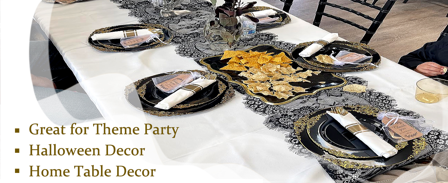 BLACK LACE TABLE RUNNER