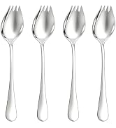 Sporks Set of 4, 7.4 Inch Stainless Steel Salad Forks and Serving Spoons | Mirror Polished | Reus...