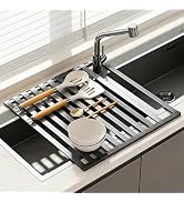 Volminex Foldable Over Sink Dish Drying Rack, Extra Wide & Thick Rust-Proof Aluminum Sink Cover f...