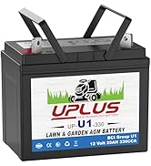 UPLUS U1 Riding Lawn Mower Battery, 12V 330CCA Garden Tractors Battery Maintenance Free AGM Batte...
