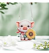 Tontut 5D DIY Diamond Art Painting Pendant kit, Sunflower Pig Special-Shaped Hanging Crystal Wind...