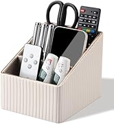 KINGFOM Remote Control Holder with 3 Compartments, Pu Leather Remote Caddy Desktop Organizer for ...
