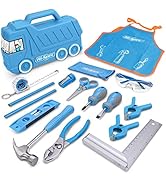 Hi-Spec 17 Piece Kids Blue Tool Kit Set with Truck Tool Box. Real Metal DIY Hand Tools for Childr...