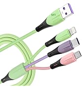 Multi Charging Cable 5FT 2Pack, 3 in 1 5A Multiple USB Fast Charger Cord Adapter with Lightning/T...