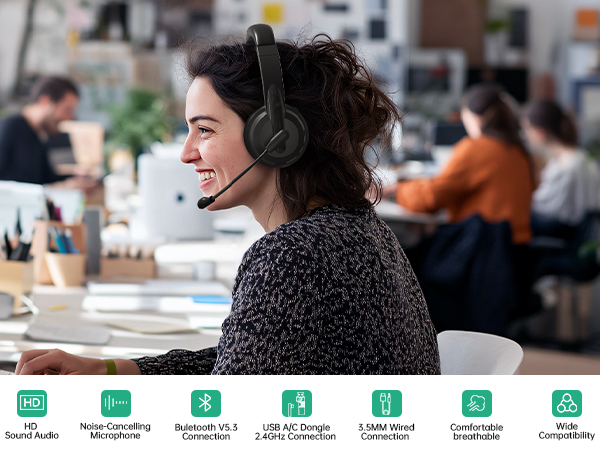 wireless headset with mic for work