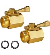LIULO TOOL Brass Garden Hose Shut Off Valve, 2 Pack Heavy Duty 3/4 Inch Solid Brass Garden Hose C...