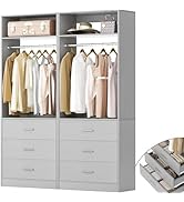 Besiost Closet System Set of 2, 4FT Closet Systems with 6 Wood Drawers, 48