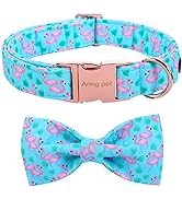 ARING PET Flamingo Dog Collar-Cotton Dog Collar with Bow, Adjustable Summer Bowtie Dog Collars wi...