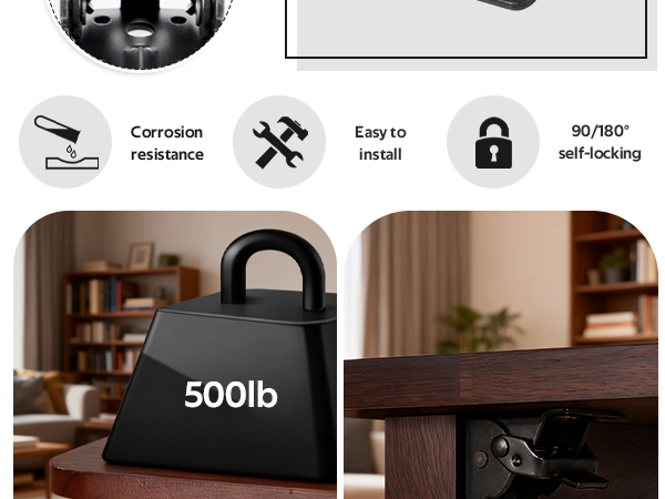 Soleeya Folding Brackets 0-90 Degrees Folding Table Legs Brackets Foldable Self-Lock Hinges