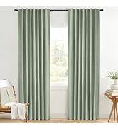INOVADAY 100% Blackout Curtains 84 Inches Length 2 Panels Set, Back Tab/Rod Pocket Linen Black Ou...