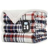 LaffyLo Electric Heated Blanket Full Size 72 x 84, Fast Heating Blanket, Dual-Sided Flannel Sherp...