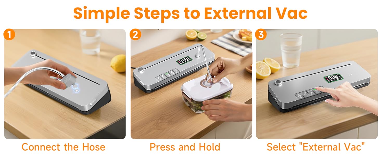 Vacuum sealer with an external vacuum port