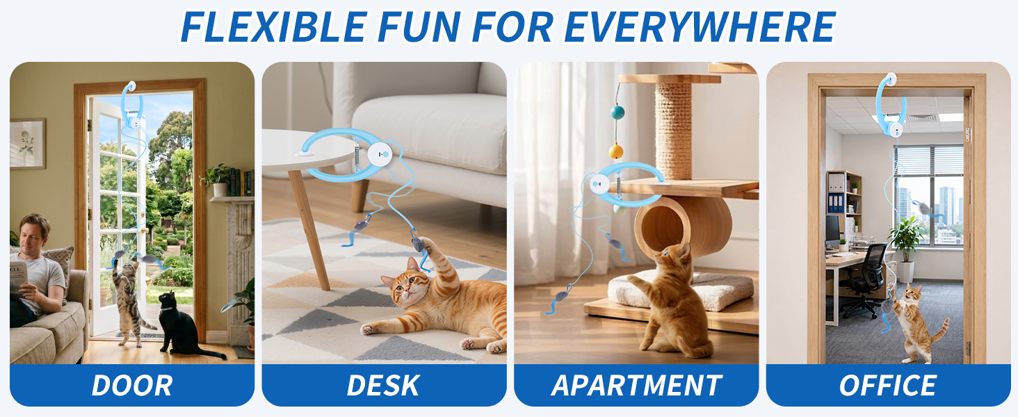 VOXGET Interactive Cat Toys Automatic Fly Feather Wand Indoor Bored Kittens Self Play Hang Toy Chase