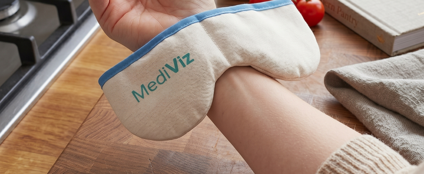 Woman testing inner mask on wrist.