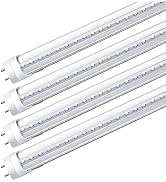 LightingWill LED T8 Light Tube 2FT, Daylight White 5000K, Dual-End Powered Ballast Bypass, 1000Lu...