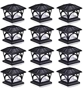 AEFRELEOHT Solar Post Cap Lights, Warm White & Fixed RGB Color, 9 Colors to Choose, 20 Lumens lP6...