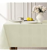Softalker Jacquard Rectangle Tablecloth - Geometric Line Damask Table Covers Waterproof Stain Res...