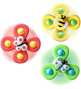 ALASOU 3PCS Suction Cup Spinner Toys for 1 Year Old Boy Girl|Spinning Top Infant Sensory Toys for...