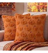 Softalker Fall Throw Pillow Covers 18x18 Set of 2 Rust Orange Pumpkin Decor | Double-Sided plush ...