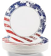 48pcs Patriotic Party Paper Plates 7" American Flag Dessert Plate Set Disposable 4th of July Tabl...