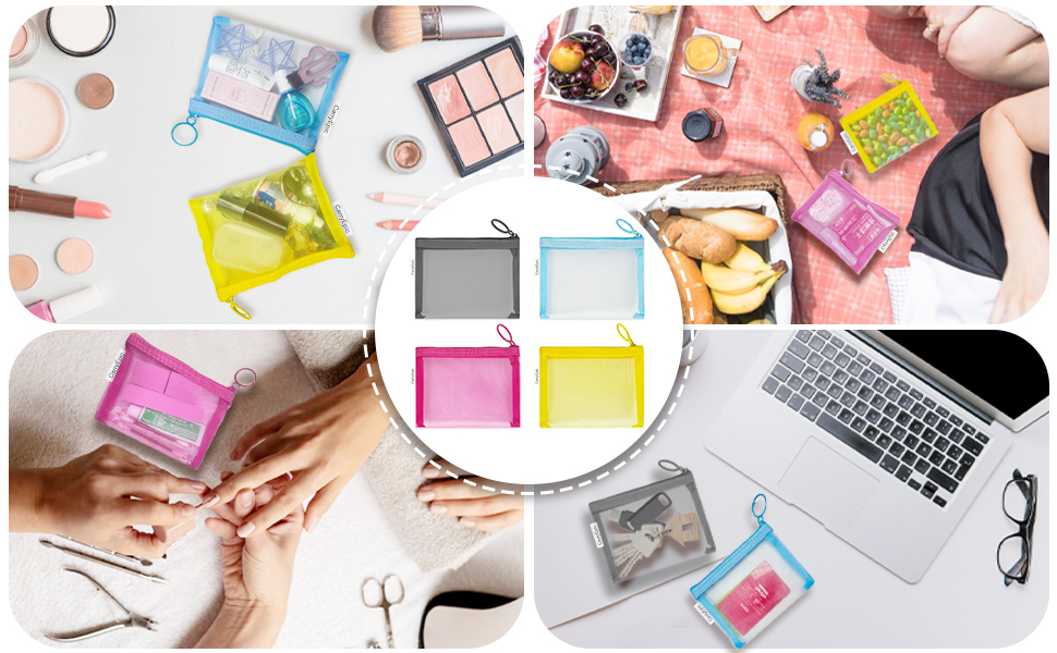 Small Mesh Bags with Zipper Nylon Makeup Pouches Bag
