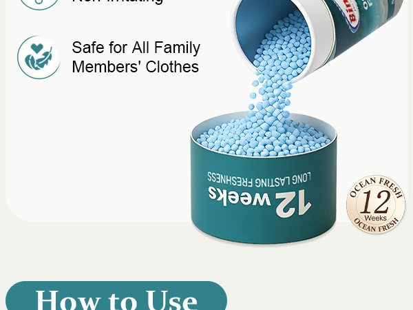 Scented beads laundry with gentle formula, safe for sensitive skin