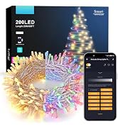 Brizled Smart Color Changing Christmas Lights, 66FT 200 LED Warm White & Multicolor Color Changin...