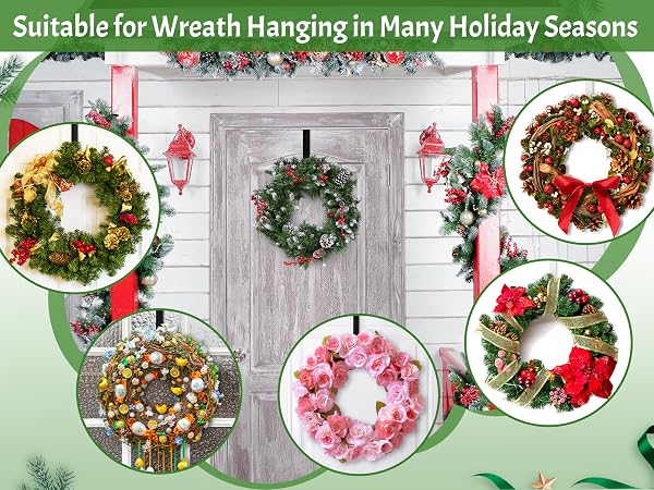 ZningEsxi 12" Wreath Hanger Front Door Wreath Metal Hook for Christmas Halloween Outdoor Hanging