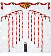 26" Candy Cane Lights Christmas Decorations - 10 Pack Pathway Markers Outdoor Yard Decorations, R...