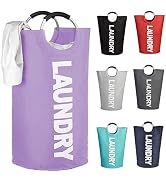 Mziart 82L Large Collapsible Laundry Basket with Padded Handles, Heavy Duty Oxford Fabric Laundry...