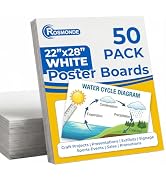 Rosmonde Large Size 22"x28" Poster Boards, White 50 Sheets Bulk Pack, Extra Thick Heavyduty Scien...