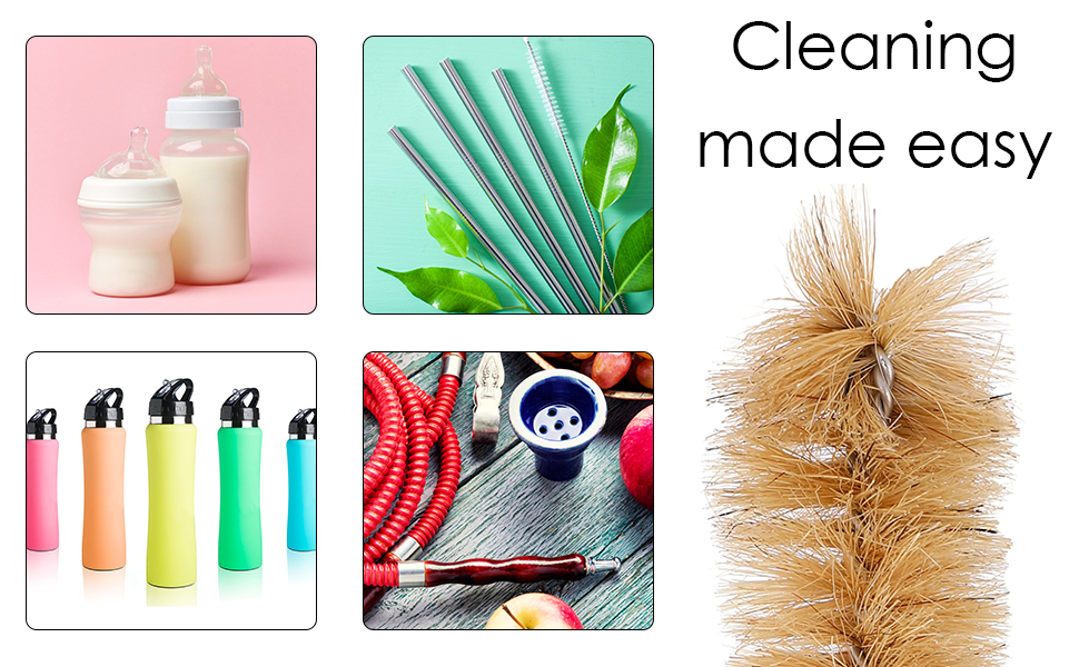 bottle brush set 9 brushes nylon bristles no scratch water bottles baby sizes hookah pipe cleaner