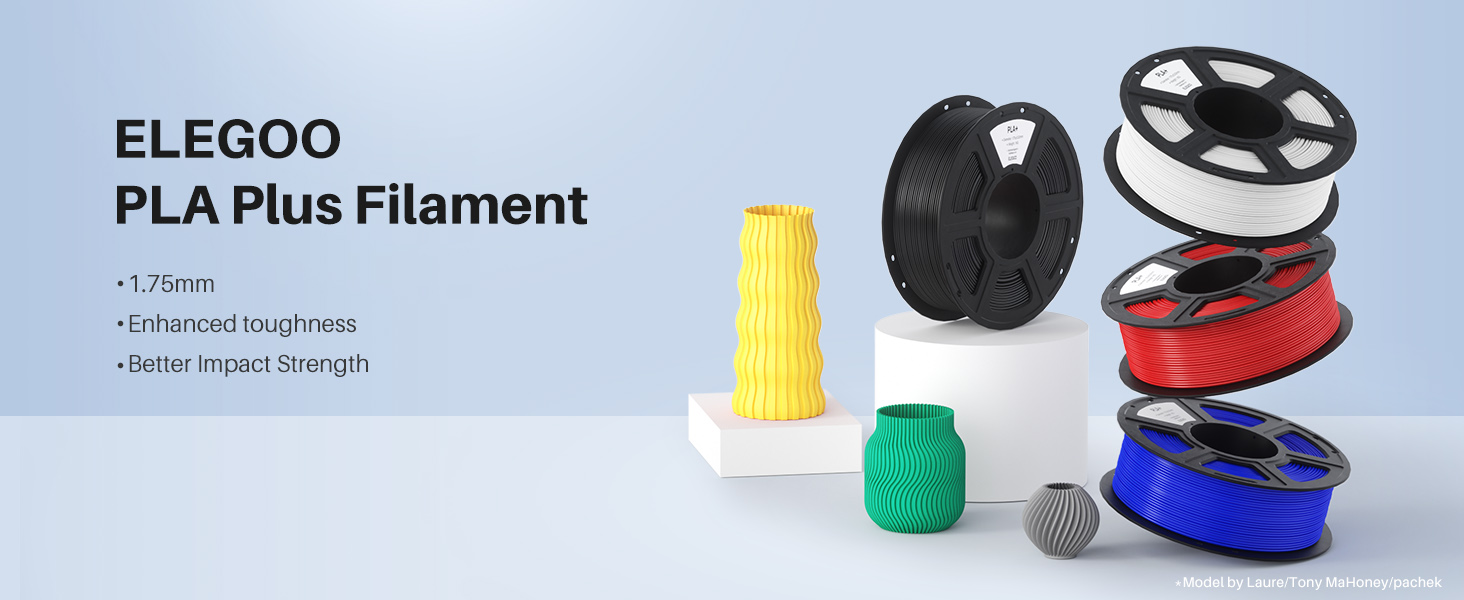 elegoo pla plus filament 1.75mm plastic spool