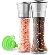 M JINGMEI Premium Stainless Steel Sea Salt and Pepper Grinder Set of 2 - Adjustable Ceramic - Tal...
