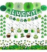 DMIGHT St. Patrick’s Day Decorations Set with Lucky Banner, Shamrock Garland, Hanging Swirls, Pap...