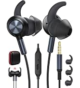 3.5mm Jack Earphone 5FT Wired Earbuds Anti-Loose Wingtip Noise Canceling in-Ear Headphone Muteabl...