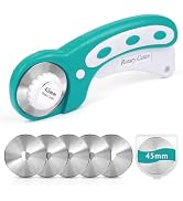 45mm Rotary Cutter for Fabric with 5 Replacement Blades, Ergonomic Safety Fabric Roller Cutter fo...