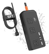 Outdoor Power Strip Weatherproof, IPX6 Waterproof Surge Protector with 3 AC Outlets and 2USB A&2U...