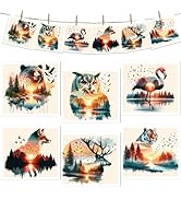 Animal Forest Swedish Dishcloths for Kitchen, 6 Pcs Animal Bear Tiger Fox Pattern Swedish Dish Cl...