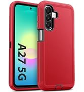 Jelanry for Samsung Galaxy A27 Rugged Series Case - Red, Heavy Duty Shockproof Tough Bumper Dual-...