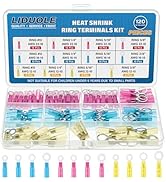 LIDUOLE Heat Shrink Ring Terminals Wire Connectors #10 1/4" 5/16" 3/8" Ring Terminal Kit 12-10 16...